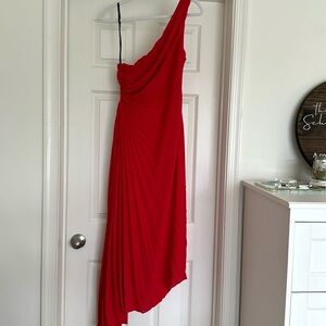 Red asymmetrical dress
